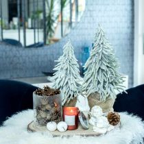 Abete decorativo con neve, decorazione dell&#39;avvento, abete in vaso H37cm