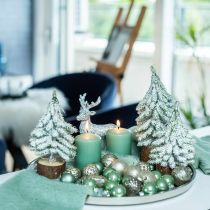 Albero di Natale decorativo, decorazione invernale, abete con neve H19cm