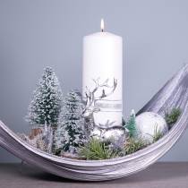 Decorazione natalizia, abete decorativo, mini abete verde innevato H15cm Ø9,5cm 6 pezzi