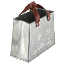 Prodotto Borsa decorativa, argento, bianco, marrone, metallo, vaso per piante, L22cm, 2 pezzi
