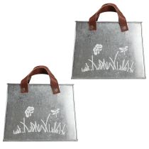 Prodotto Borsa decorativa portavasi in metallo argento bianco marrone L22cm 2 pezzi