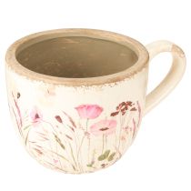 Prodotto Tazza decorativa in ceramica papavero crackle color crema 15cm×12.5cm