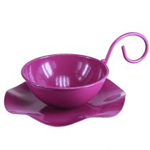 Prodotto Tazza decorativa tazza da tè in metallo su piatto viola Ø11,5 cm H8 cm 2 pezzi