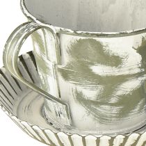 Prodotto Tazza decorativa in metallo bianco anticato Ø9cm H8cm 2 pezzi