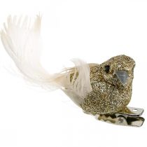 Prodotto Coppia di piccioni decorativi Uccelli decorativi con clip Oro L5cm 4 pezzi