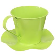 Prodotto Tazza da tè decorativa in metallo con piattino, verde chiaro, Ø12 cm, H10 cm, 8 pezzi.