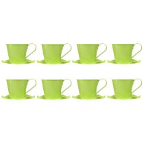 Prodotto Tazza da tè decorativa in metallo con piatto verde chiaro Ø12 H10cm 8 pz