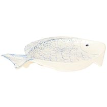Prodotto Piatto decorativo pesce decorazione da tavolo in ceramica blu bianco 30×22cm