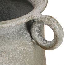 Prodotto Vaso decorativo fioriera vintage in metallo con manici grigi H13,5 cm