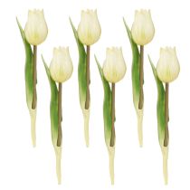 Prodotto Tulipani decorativi Fiori artificiali Bianco Crema 20cm 6 pz