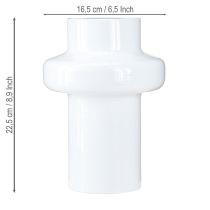 Prodotto Vaso decorativo Vaso in metallo Decorazione Crema Bianco Ø16.5cm H23.5cm