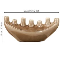 Prodotto Vaso decorativo Vaso in ceramica a forma di barca marrone 23×8,5cm H11cm