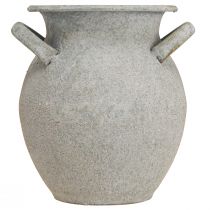 Prodotto Vaso decorativo con manici fioriera vintage in metallo grigio H13 cm