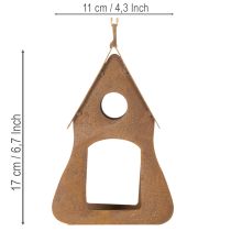 Prodotto Casetta per uccelli decorativa da appendere, colore ruggine, 17,5 cm