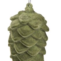 Prodotto Appendino decorativo con pigne verdi floccate 11,5 cm 6 pezzi