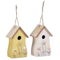 Prodotto Decorazione per casetta per uccelli da appendere in legno bianco giallo 13 cm 2 pz