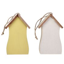 Prodotto Decorazione per casetta per uccelli da appendere in legno bianco giallo 13 cm 2 pz