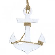Ancora decorativo in legno bianco Ancora in legno da appendere 24cm