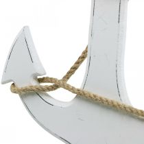 Ancora decorativo in legno bianco Ancora in legno da appendere 24cm