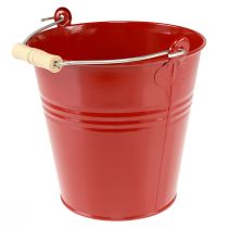 Prodotto Fioriera decorativa in metallo con secchiello rosso Ø22cm H21,5cm 6L