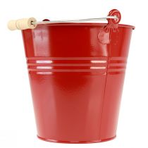 Prodotto Fioriera decorativa in metallo con secchiello rosso Ø22cm H21,5cm 6L