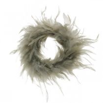 Ghirlanda di piume decorativa grigia Ø10,5cm Decorazione pasquale piume vere