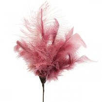Prodotto Piume decorative sul bastoncino piume di uccelli bianco/crema/rosa scuro 3 pezzi