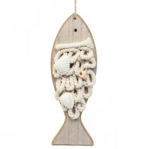 Ciondolo pesce decorativo pesce in legno decorazione marittima legno 6,5×19,5 cm