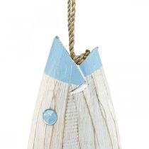 Deco fish wood Pesce in legno da appendere azzurro H57.5cm