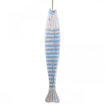 Deco fish wood Pesce in legno da appendere azzurro H57.5cm