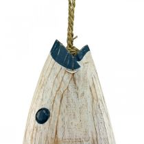 Deco fish wood Pesce in legno da appendere Blu scuro H57.5cm