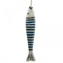 Deco fish wood Pesce in legno da appendere Blu scuro H57.5cm