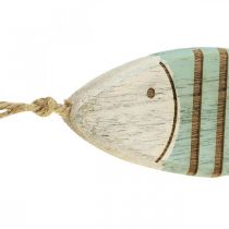 Pesce decorativo marittimo decorazione da appendere pesce in legno blu L16cm 4 pezzi
