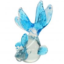 Pesce decorativo in vetro trasparente, blu 15 cm