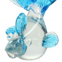 Pesce decorativo in vetro trasparente, blu 15 cm