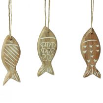 Prodotto Pesce decorativo da appendere pesce in legno marrone bianco assortiti 10 cm 4 pezzi
