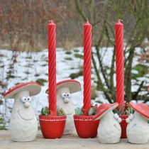 Fungo decorativo, decorazione autunnale, fungo in cemento, portafortuna, decorazione per Capodanno rosso, bianco H20cm W10cm