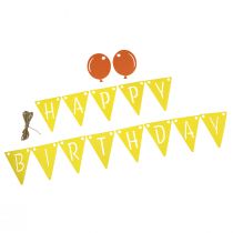 Prodotto Ghirlanda decorativa con catena di gagliardetti di compleanno in feltro giallo arancione 300 cm
