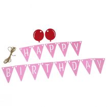Prodotto Ghirlanda decorativa con catena di gagliardetti di compleanno in feltro rosa 300 cm