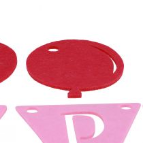 Prodotto Ghirlanda decorativa con catena di gagliardetti di compleanno in feltro rosa 300 cm