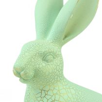 Prodotto Coniglio decorativo seduto decorazione da tavolo craquelure oro verde H23,5 cm