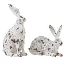 Prodotto Coniglietti decorativi bianchi aspetto legno vintage Pasqua H14,5/24,5 cm 2 pezzi