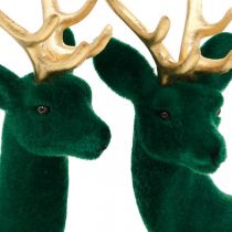 Prodotto Deco cervo verde e oro decorazioni natalizie figure di cervi 20 cm 2 pezzi