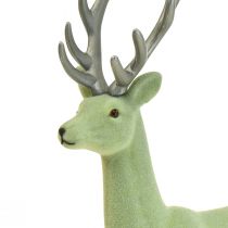 Figura decorativa di cervo renna natalizia verde grigio H37 cm
