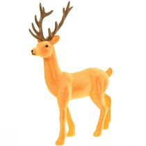 Figura decorativa decorativa di cervo renna giallo marrone floccata 37 cm