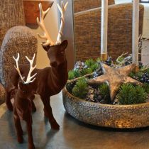 Prodotto Decorativo cervo in piedi marrone dorato renna decorazione natalizia 27 cm