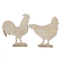 Prodotto Decorazione decorativa per tavolo con pollo, decorazione pasquale in legno, vintage, 19 cm, set da 2