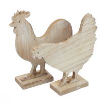 Prodotto Decorazione decorativa per tavolo con pollo, decorazione pasquale in legno, vintage, 19 cm, set da 2