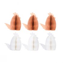 Prodotto Carta decorativa a nido d&#39;ape gallina gallina bianco arancione 7,5×4,5×8 cm 6 pz