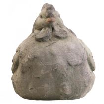 Deco pollo grande decorazione primaverile vintage in ceramica grigia 30 cm
